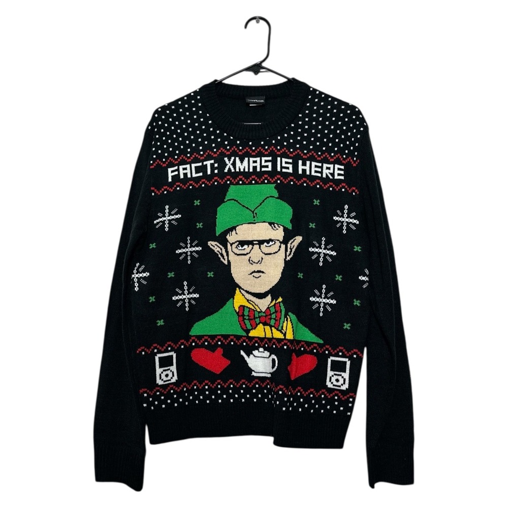 The Office‎ Dwight Schrute Elf Christmas Holiday X-mas Black Sweater Men Size M